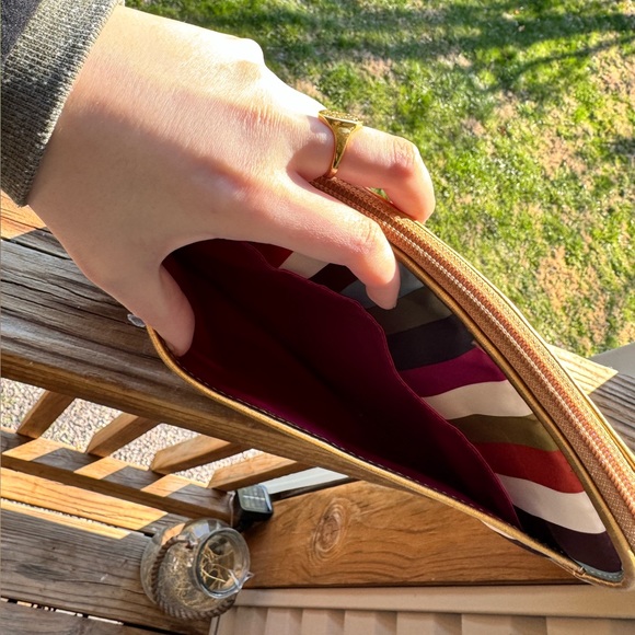 Coach Signature Striped Satin IPad Tablet Sleeve Tech Case Pouch Clutch Gold Bag - Picture 4 of 8